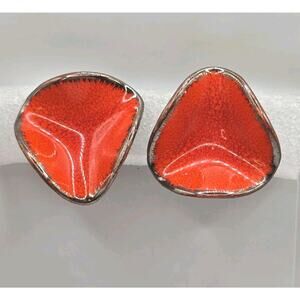 Earrings Porcelain Fat Lava Drip Glaze Mid Century 50s 60s Milvern Rare Find